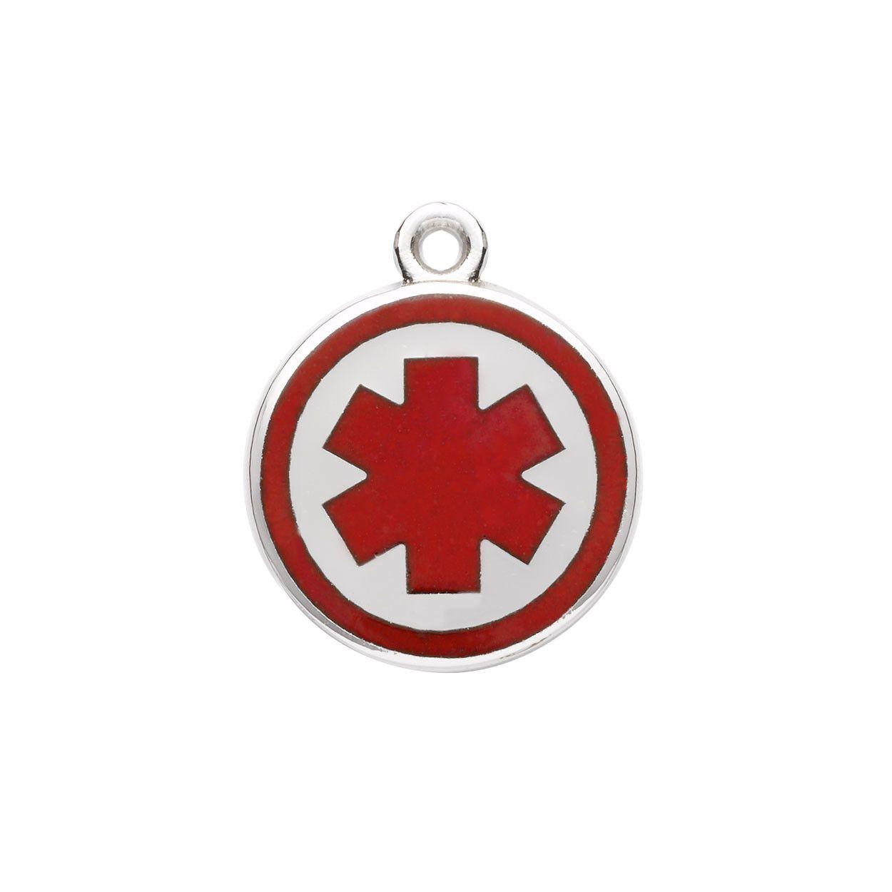 Round Silver and Red Logo - Stainless Steel Round Red Alert Charm