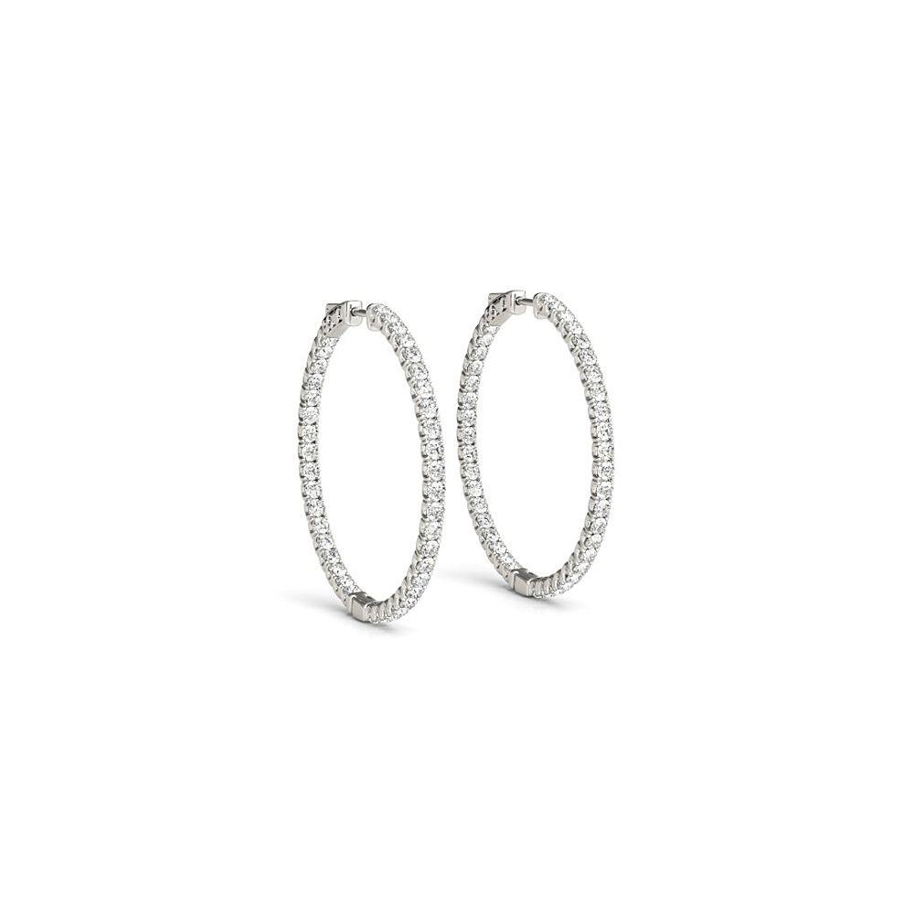Woman Inside Diamond Logo - Inside Out Diamond Hoop Earrings for Women in 14K White Gold 1 CT ...