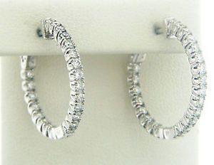 Woman Inside Diamond Logo - Inside Out Diamond Hoop Earrings for Women in 14K White Gold 1.45 CT ...