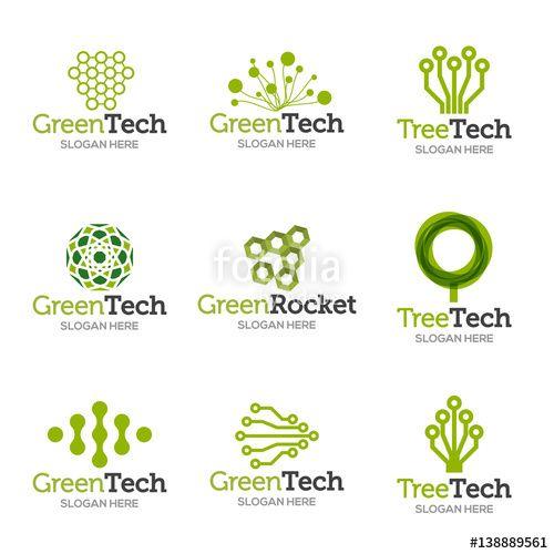 Green Technology Logo - Collection of logo templates. Vector abstract shapes for green ...