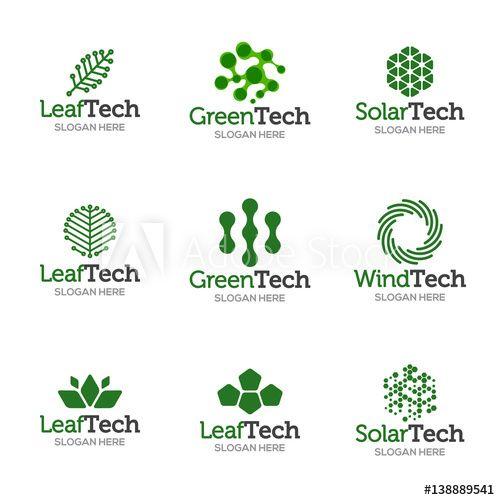 Green Technology Logo - Collection of logo templates. Vector abstract shapes for green