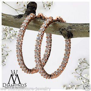 Woman Inside Diamond Logo - Women's ROSE GOLD INSIDE AND OUT DIAMOND HOOPS WITH 5.25CT OF ...