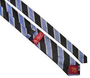 eBay Original Logo - ORIGINAL PENGUIN Mens Black Blue White Striped With Logo Silk Tie ...