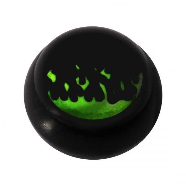 Black Sphere Logo - Acrylic UV Black Ball for Tongue/Navel Piercing with Fire Logo