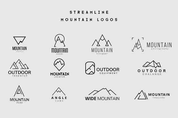 R Mountain Logo - Streamline Mountain Logos Logo Templates Creative Market