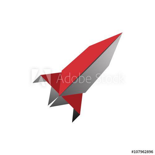 Missile Red Logo - Rocket Origami Plane Launch Logo Illustration this stock