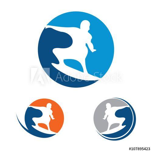Surfer Logo - Circle Simple Wave Surfer Logo Icon Set - Buy this stock vector and ...