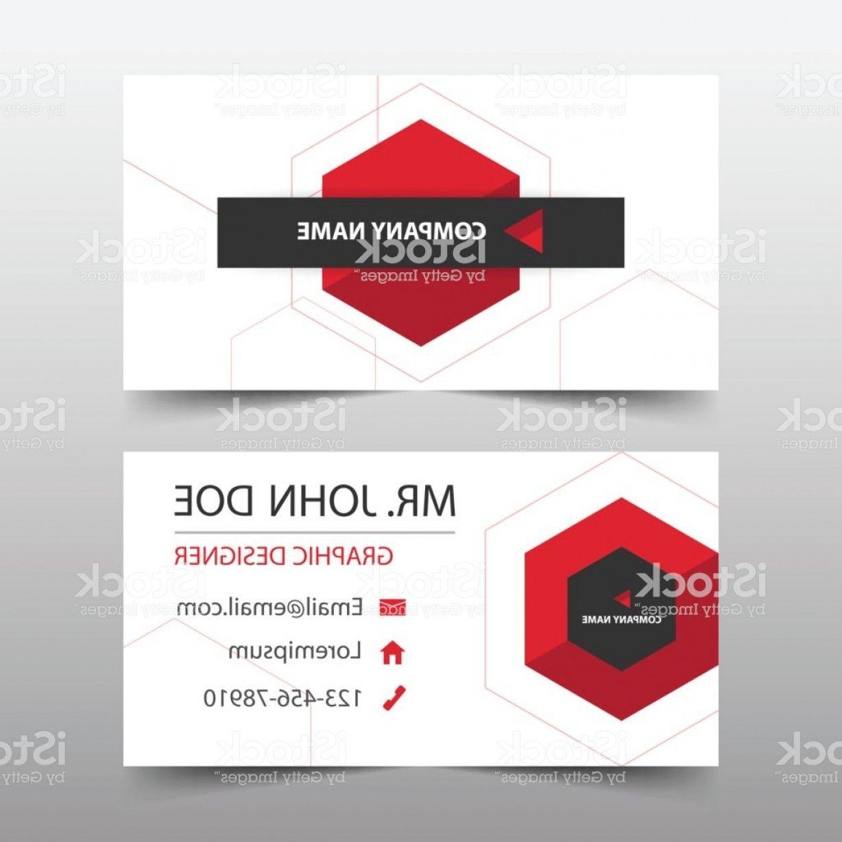Hexagon Corporate Logo - Red Hexagon Corporate Business Card Name Card Template Horizontal