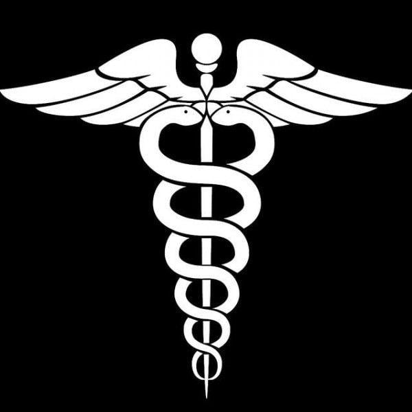 Medical White Logo - CADUCEUS (κηρύκειον, κηρύκιον, ῥάβδος или σκῆπτρον) symbol Patch