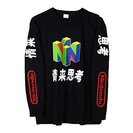 Japanese Streetwear Logo - Amazon.com: AGORA N64 Japanese Long Sleeve T-Shirt: Clothing