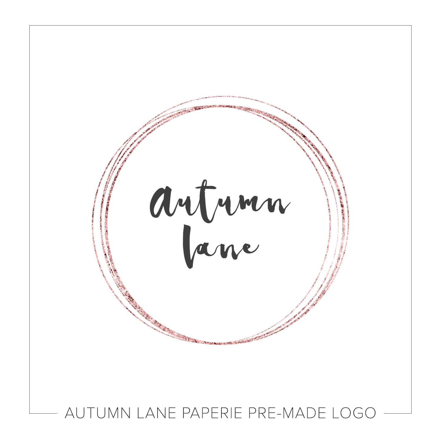 Gold Circle Logo - Minimalist Rose Gold Circle Logo J32 | Autumn Lane Paperie