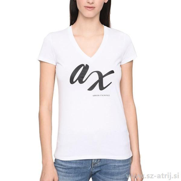 Script V Logo - Women's Tees - Armani Exchange Script Logo Minimal V-Neck - White ...
