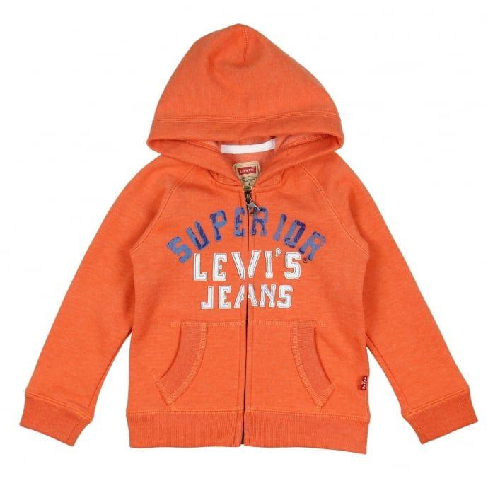Blue and White with Orange Logo - Levi's Boys Orange Hoodie with Blue and White Logo Print - Levi's ...