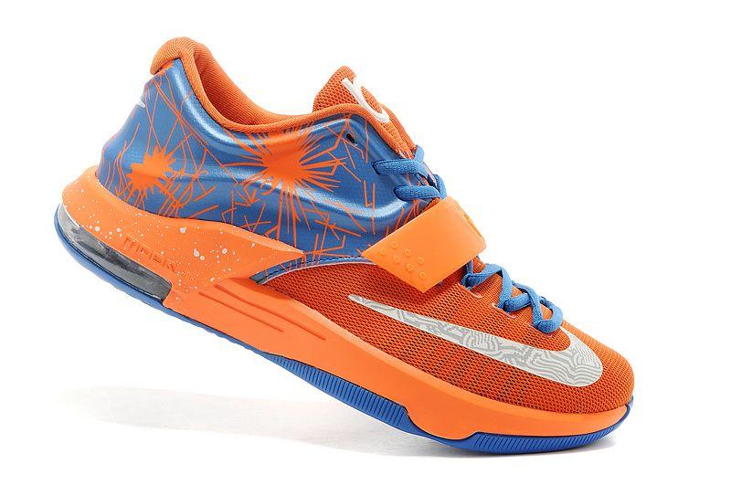Orange Blue and White Logo - GVKo Men Nike Zoom Kd Vii Basketball Shoes In Orange Blue With White ...