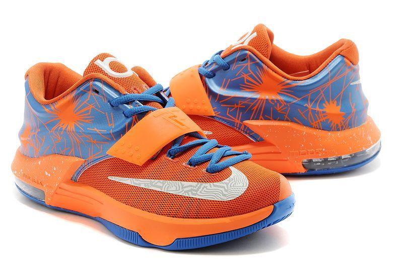 Orange Blue and White Logo - GVKo Men Nike Zoom Kd Vii Basketball Shoes In Orange Blue With White ...