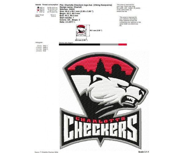 Checkers Logo - Charlotte Checkers logo machine embroidery design for instant download