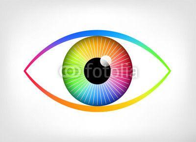 Colorful Close Logo - Colorful eye or eyeball vector icon illustration. Vision logo design