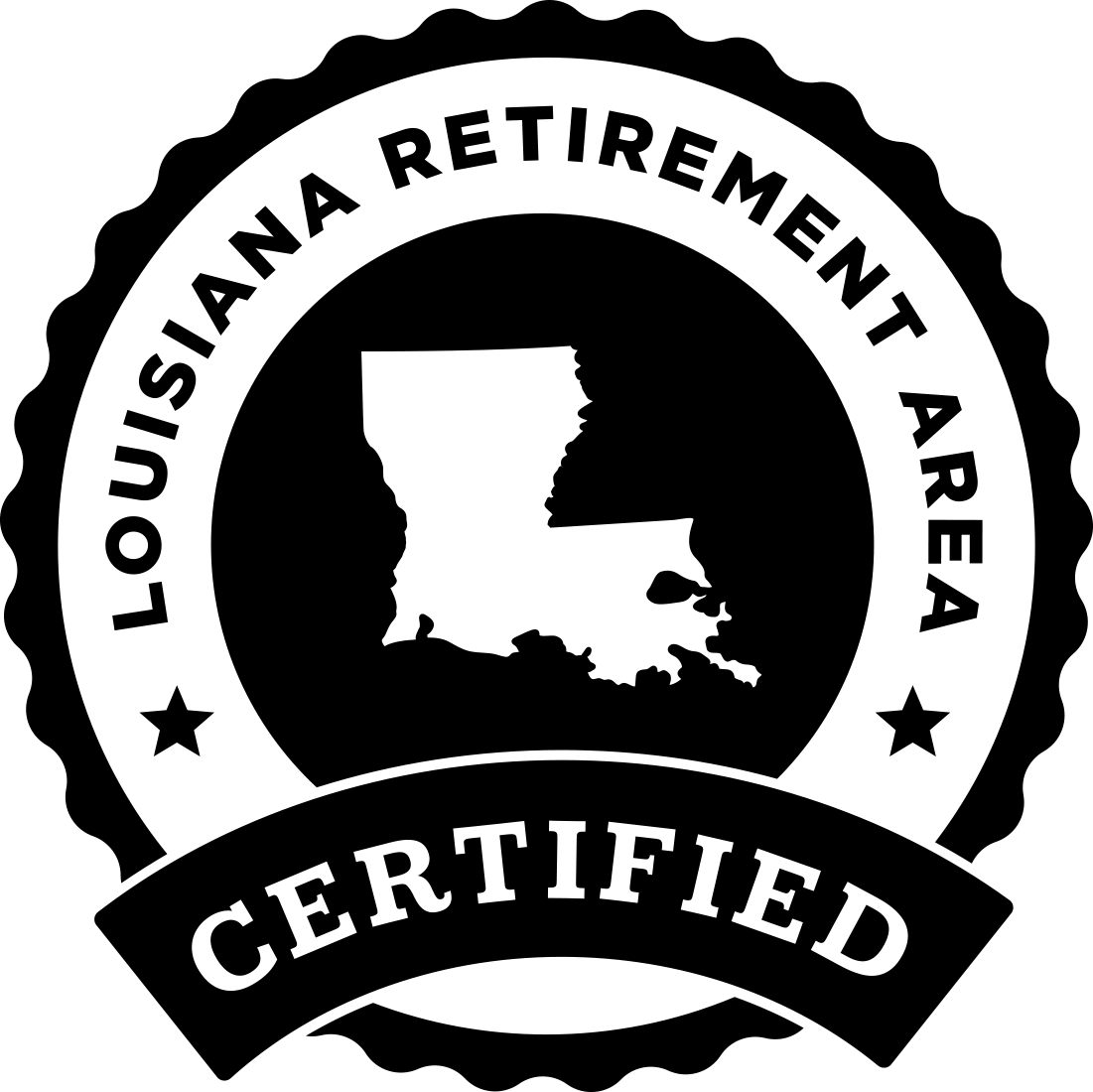 Black and White Retirement Logo - Retire In Louisiana | Louisiana Travel