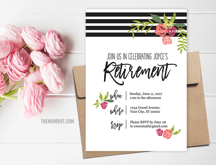 Black and White Retirement Logo - Retirement Party: Black, White & Florals - The Mombot
