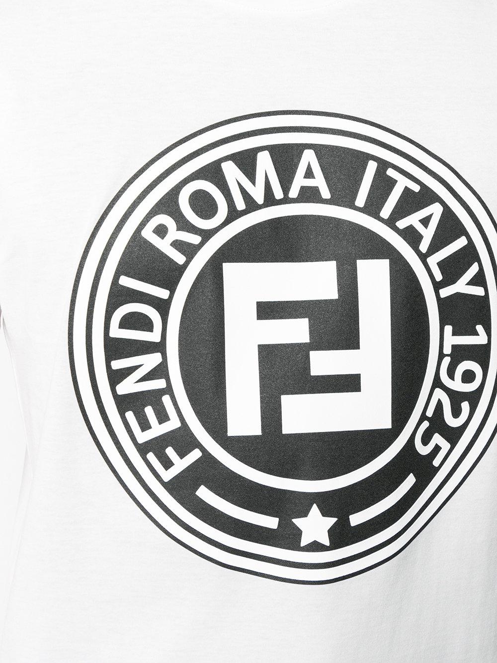 T and Circle Logo - Fendi Cotton T Shirt Circle Logo Print In White For Men