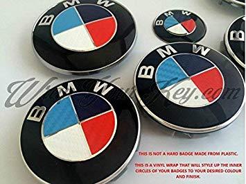 Blue Rim Circle Logo - WHITE BLUE RED M SPORT BMW Badge Emblem Overlay HOOD TRUNK RIMS FITS ...