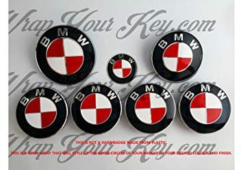 White BMW Logo - WHITE & RED M SPORT BMW Badge Emblem Overlay HOOD TRUNK RIMS FITS ...