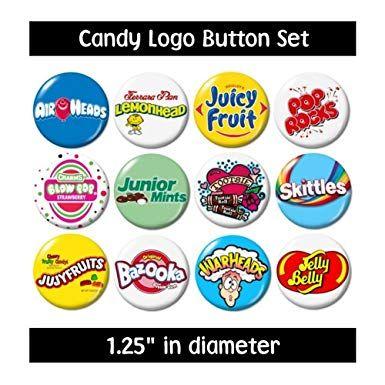 Candy Brand Logo - Amazon.com: Candy Logo Buttons Pins (set #2): Clothing