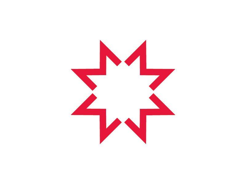 White and Red M Logo - M Star Logo