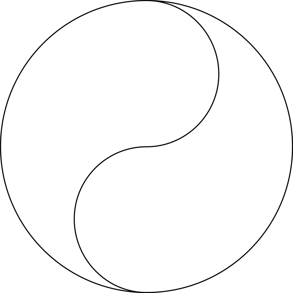 Half Black Circle Logo - Design Similar to Yin Yang Symbol