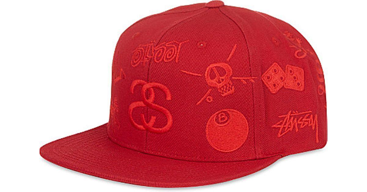 Man with Red Hat Logo - Stussy History Cap, Men's, Red for Men
