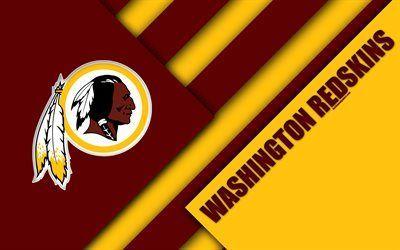 American with Red and Yellow Logo - Download wallpapers Washington Redskins, 4k, logo, NFL, red yellow ...