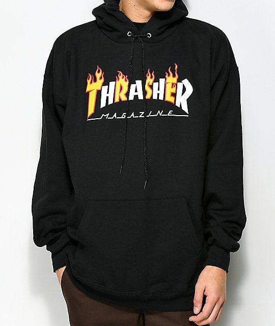 Thrasher Fire Hoodie Logo - Thrasher Flame Magazine Black Hoodie