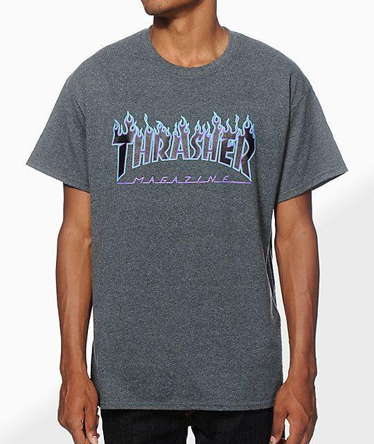 Thrasher Fire Hoodie Logo - Thrasher Flame Logo Purp T-Shirt