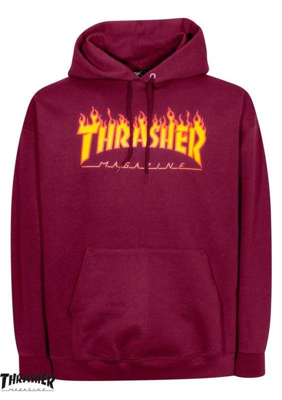 Thrasher Fire Hoodie Logo - Thrasher Flame Logo Burgundy Hoodie