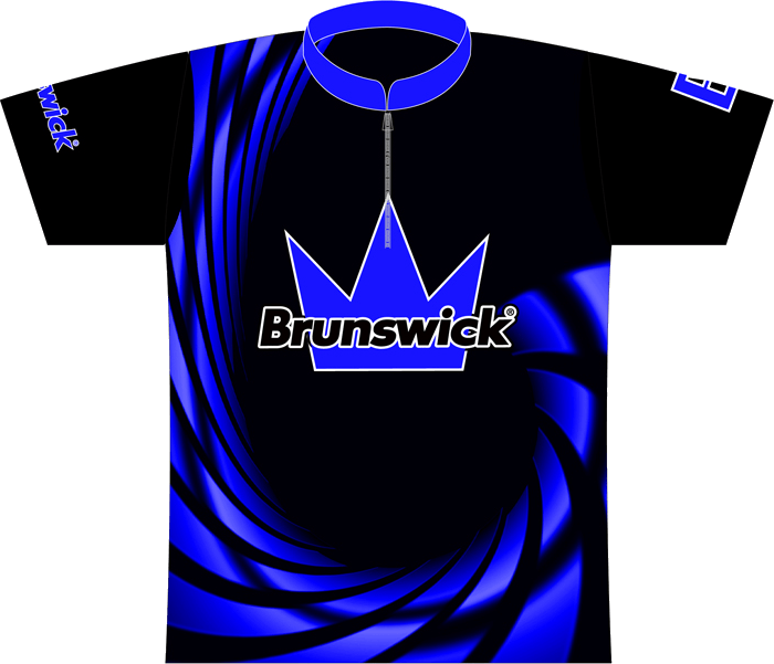 Blue Swirl Logo - Team Brunswick Black/Blue Swirl Dye Sublimated Jersey - Logo Infusion