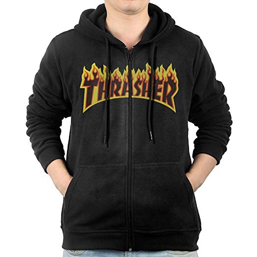 Thrasher Fire Hoodie Logo - Men Thrasher On Fire Logo Hoodie Pullover Zip Up at Amazon Men's ...