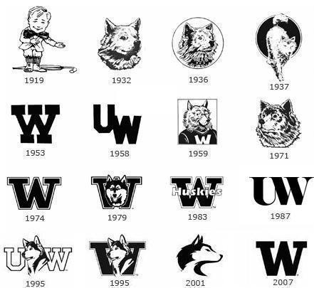 UDub Logo - UW logos have changed dramatically over the years. 1958 over the ...