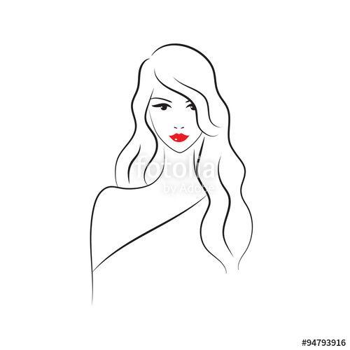 Beautiful Lady Logo - Beautiful fashion model with long hair, vector. Beauty salon logo