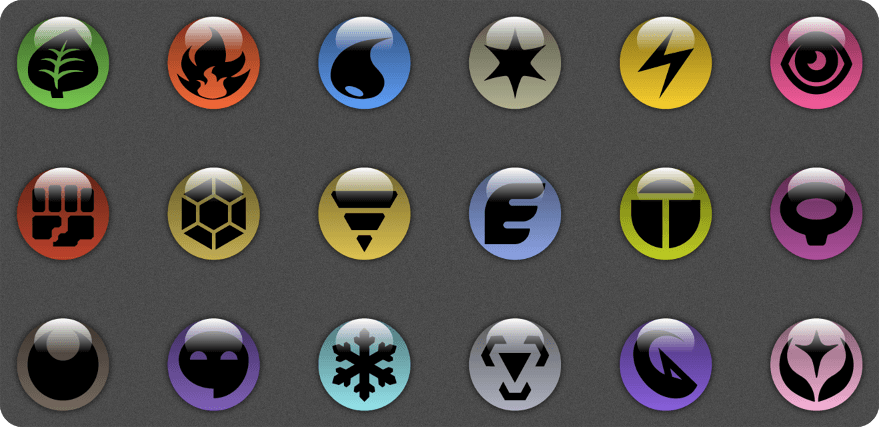 Pokemon Type Logo - Glossy Pokemon Type Orbs (Vector)