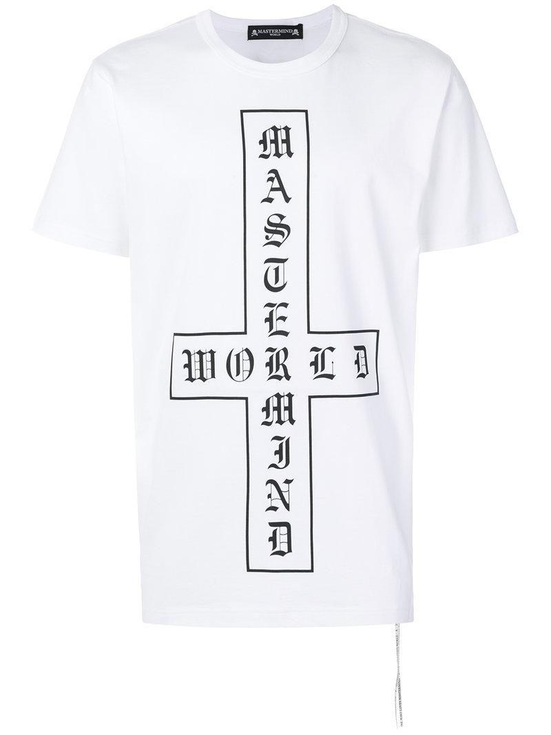 T Cross Logo - Mastermind Japan Cross Logo Print T-shirt in White for Men - Lyst