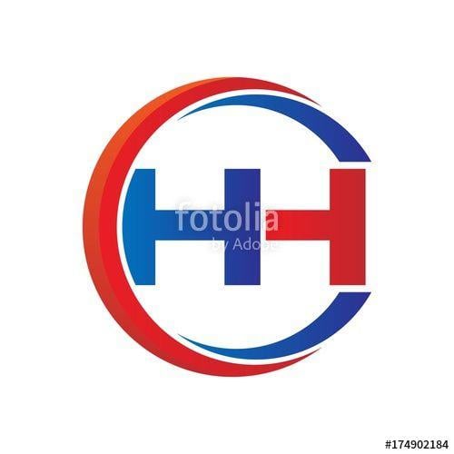 Red H in Circle Logo - hh logo vector modern initial swoosh circle blue and red