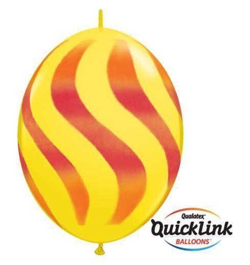 Orange and Red Wavy Logo - 30cm Quick Link - Yellow with Orange & Red Wavy Stripes Latex ...