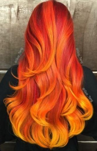 Orange and Red Wavy Logo - Wavy Red, Orange, & Yellow Ombre♡ #Hairstyle #Dyed_Hair #Beauty | H ...
