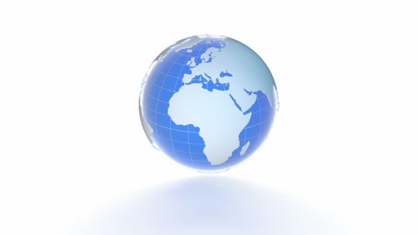 Blue White World Globe Logo - Blue World Globe Spinning On Stock Footage Video 100% Royalty Free