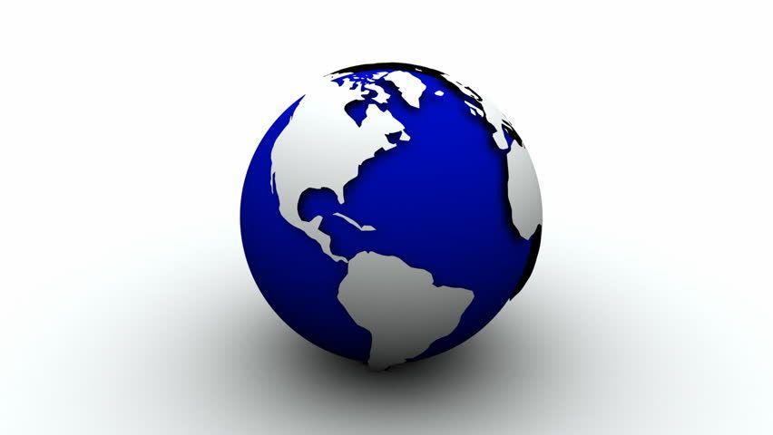 Blue White World Globe Logo - Blue + White 3D Earth Stock Footage Video 100% Royalty Free