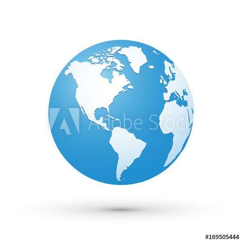 Blue White World Globe Logo - world map blue white illustration globe America this stock