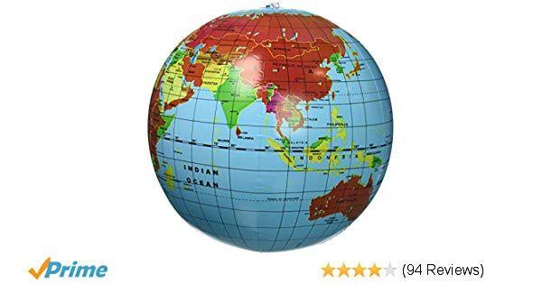 Blue White World Globe Logo - Inflate World Globes (1 Dozen): Toys & Games