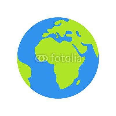 Blue White World Globe Logo - Isolated planet Earth on white background. Simple flat world globe
