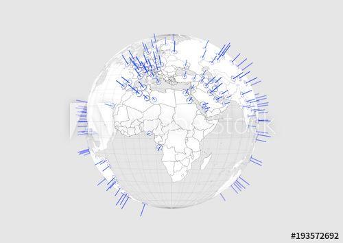 Blue White World Globe Logo - White world globe Africa map 3D illustration with blue graphic