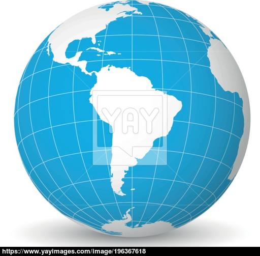 Blue White World Globe Logo - Earth globe with white world map and blue seas and oceans focused